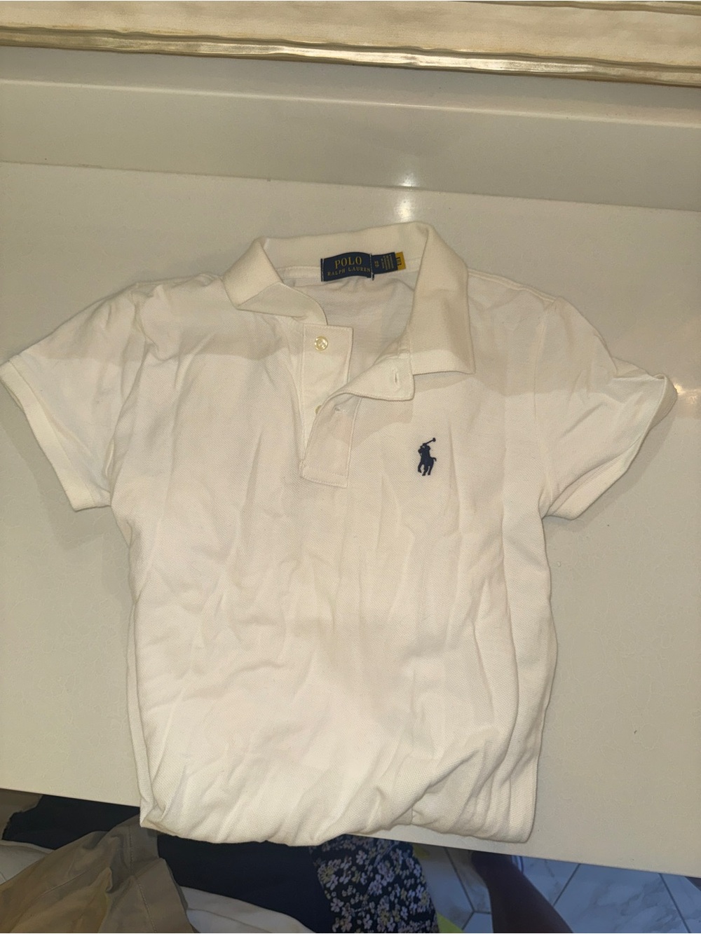 Polo by Ralph Lauren White Short-Sleeve Polo with Navy Logo